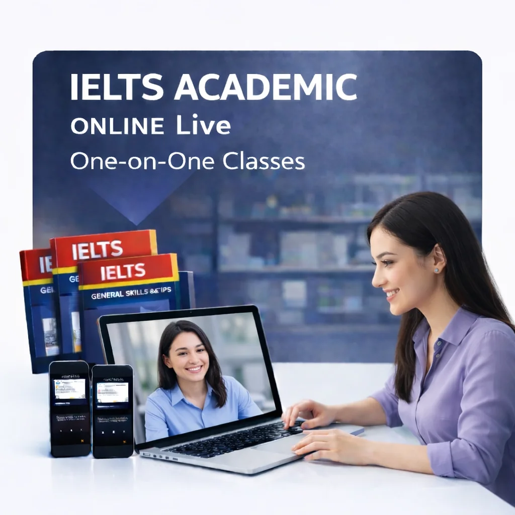 IELTS Academic online live one-on-one classes with female tutor via laptop video call