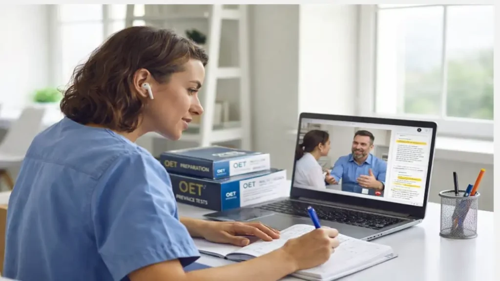 Person studying with online resources