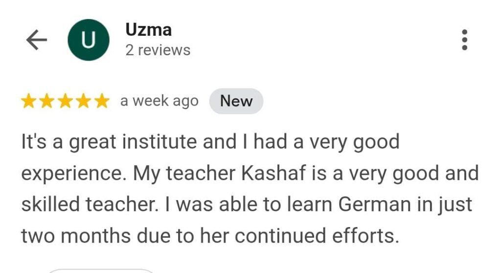 Student Google Reviews for German Language Course Online at Digital Tutor Club